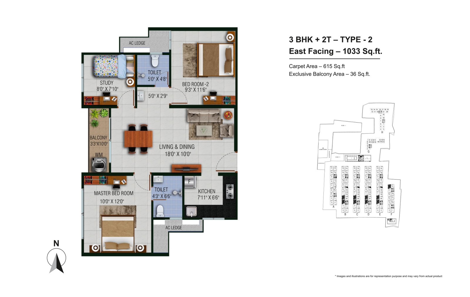 3BHK LUXURY – NORTH FACING